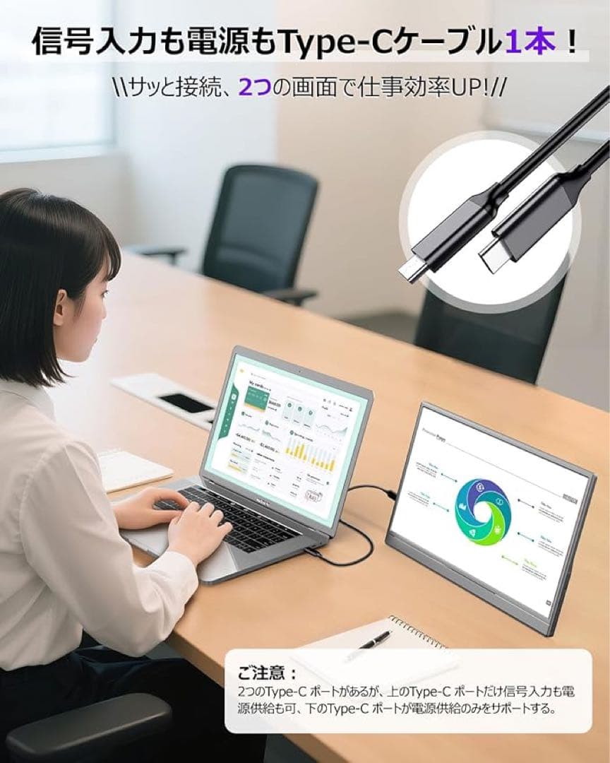 15.6インチ FHD IPSモニター Type-C接続