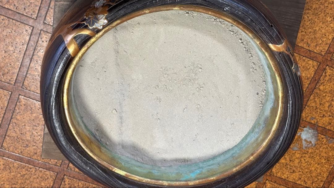 時代品　金蒔絵　螺鈿　高肉　桐火鉢