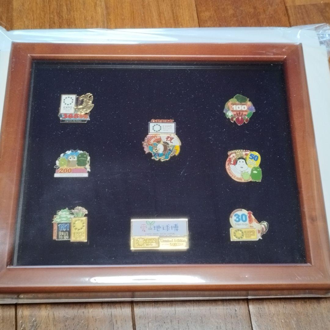 愛•地球博　愛知万博　カウントダウンピンバッジ 額入り 2種類まとめて