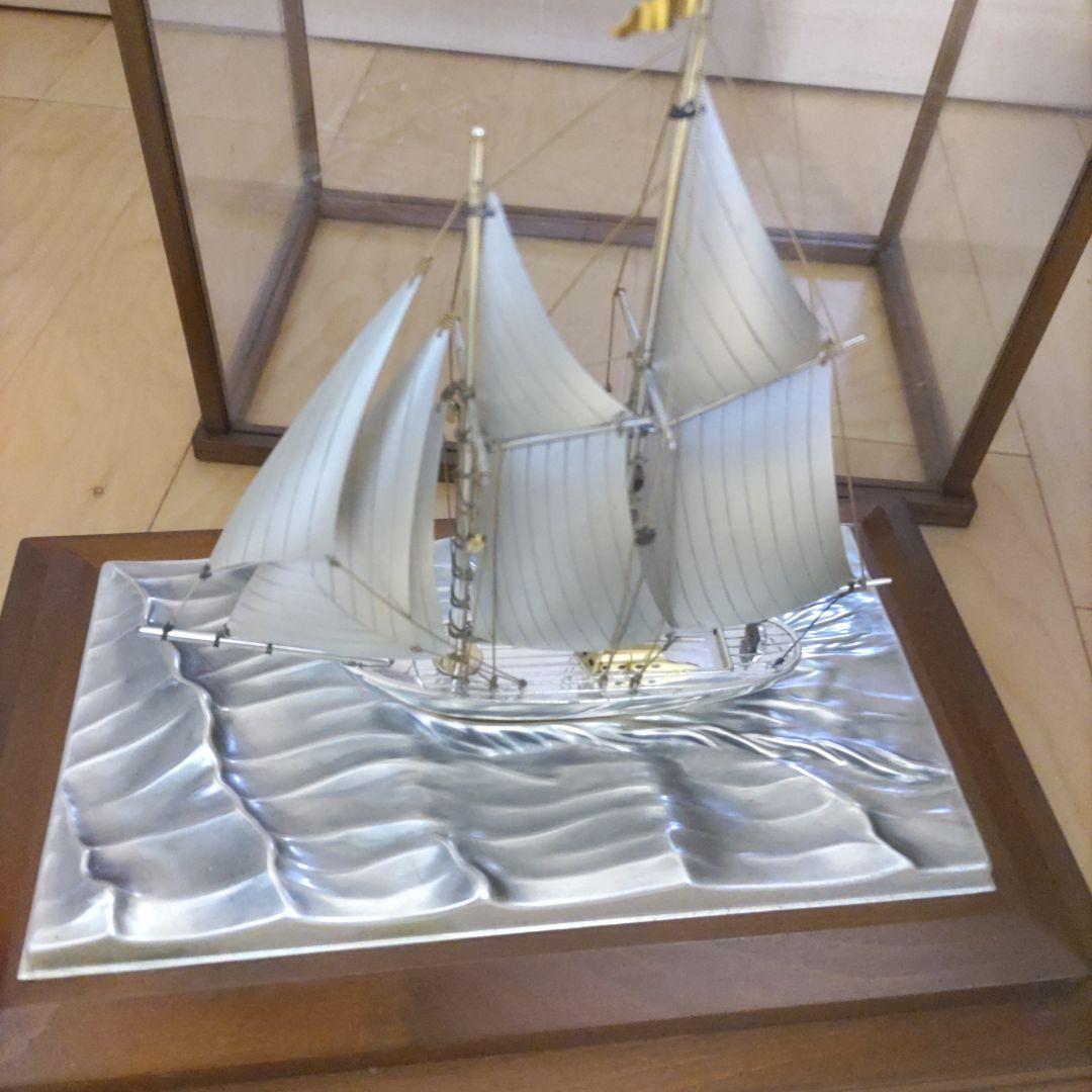 武比古ヨット　金属製帆船模型 ガラスケース付き