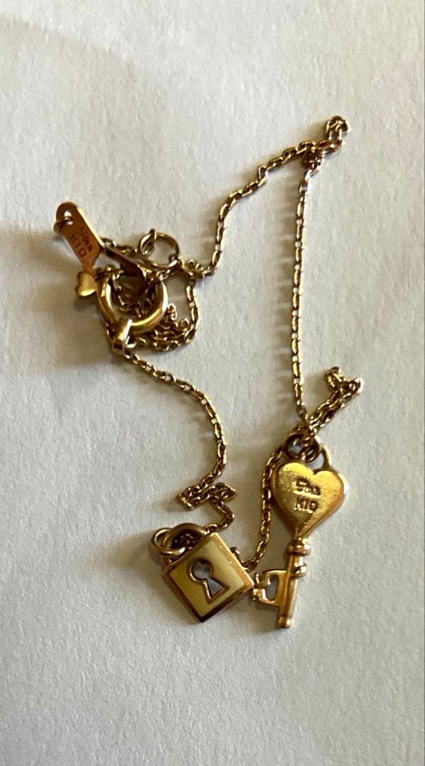 K10 スタージュエリー ブレスレット　アンクレット　ハート 鍵 約 18cm