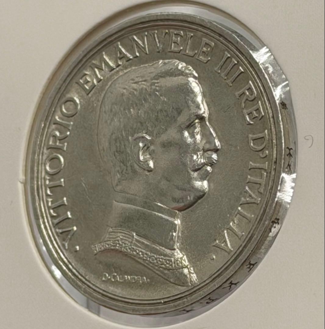1914年イタリアヴィットリオ・エマヌエーレ3世 2リラ銀貨 ハイグレード