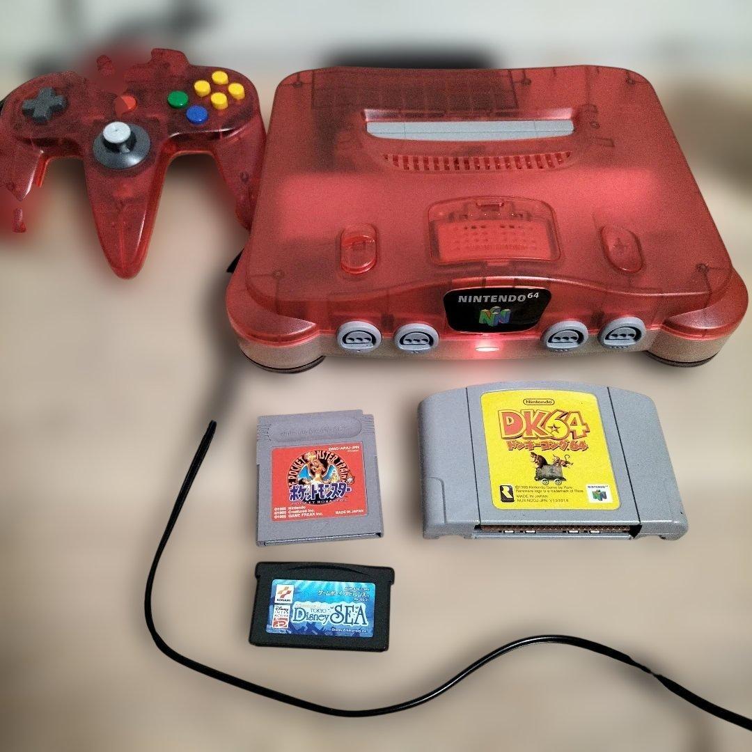 【動作確認済】ニンテンドー６４ 本体 NINTENDO 64 クリアレッド