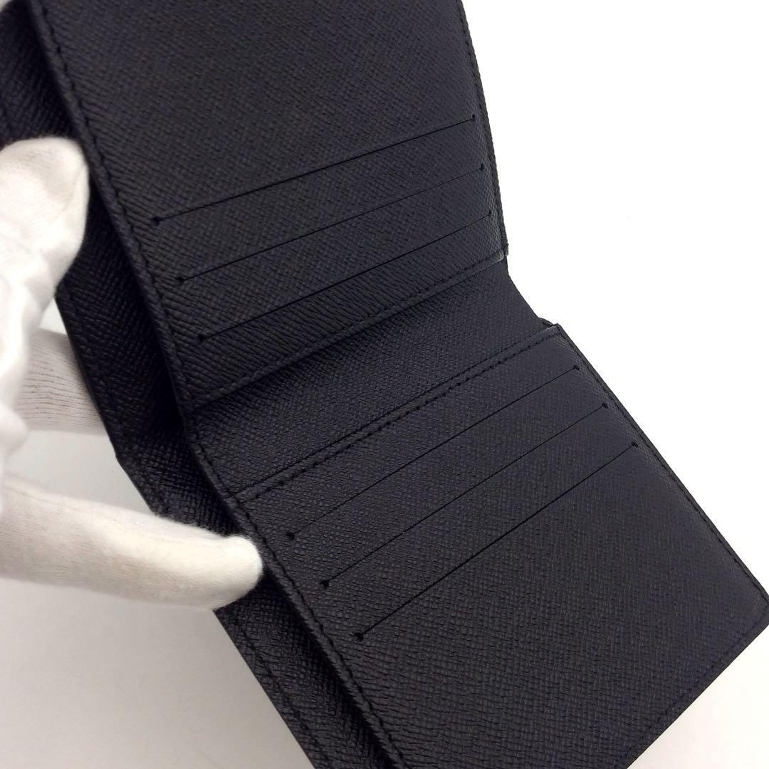 ルイヴィトン エピ 黒 ブラック メンズ Wホック エリーズ 三つ折り財布