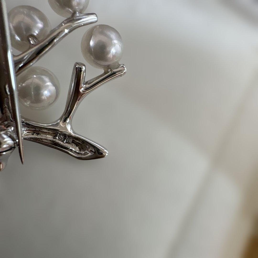 MIKIMOTOパールブローチ　幸福の木　シルバー