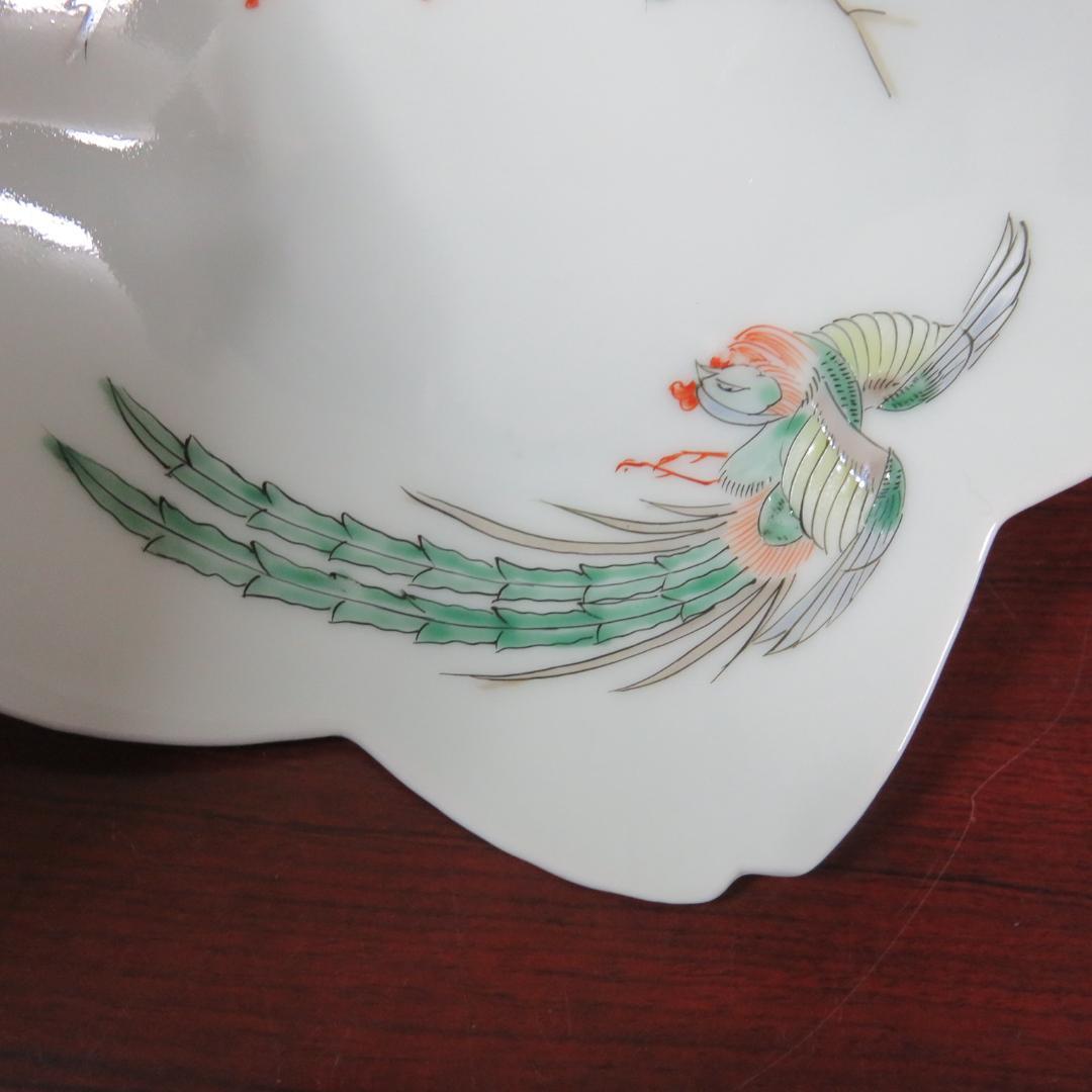 皿 中皿 鳳凰 変形皿 桜型 花形 白磁 銘 明治 大正