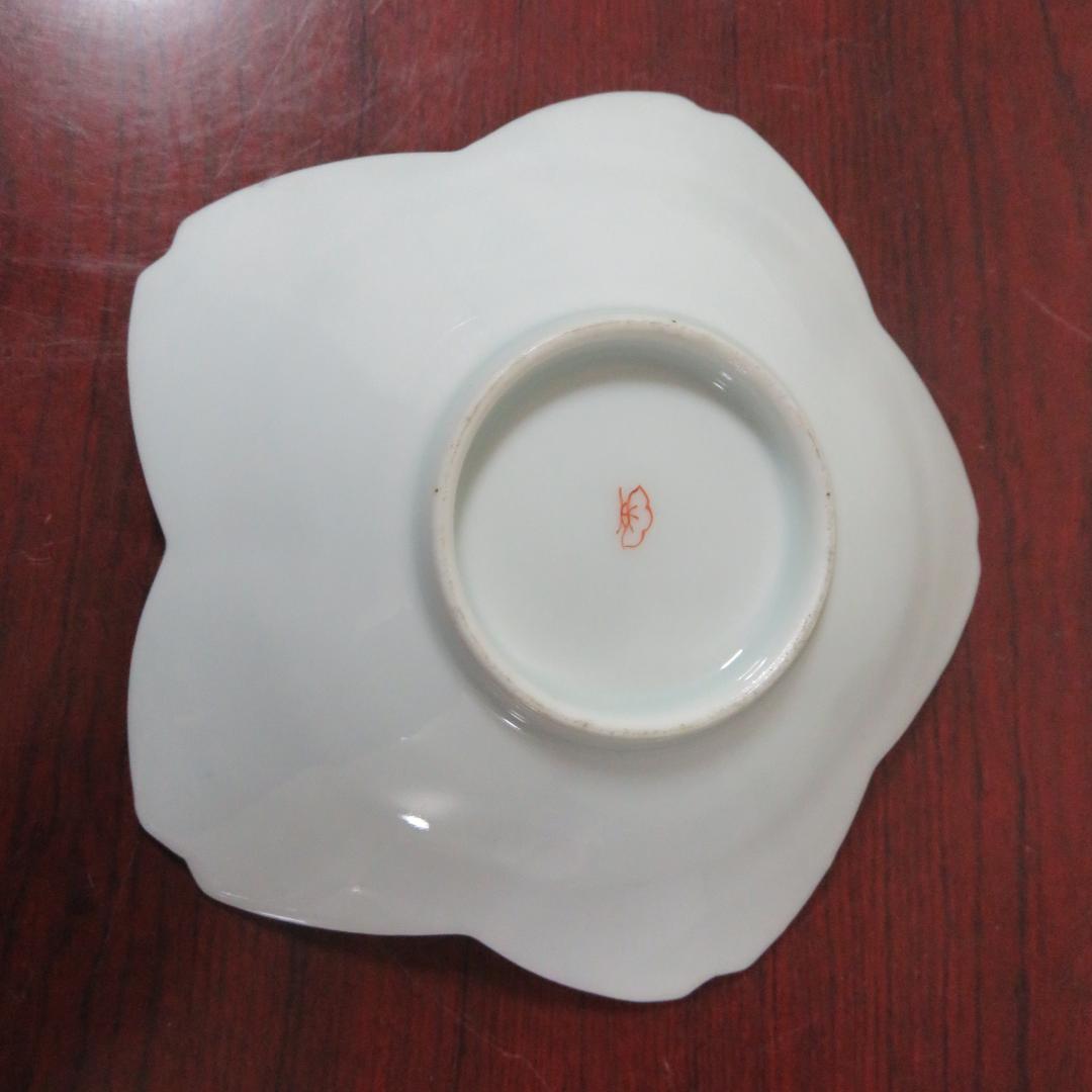 皿 中皿 鳳凰 変形皿 桜型 花形 白磁 銘 明治 大正