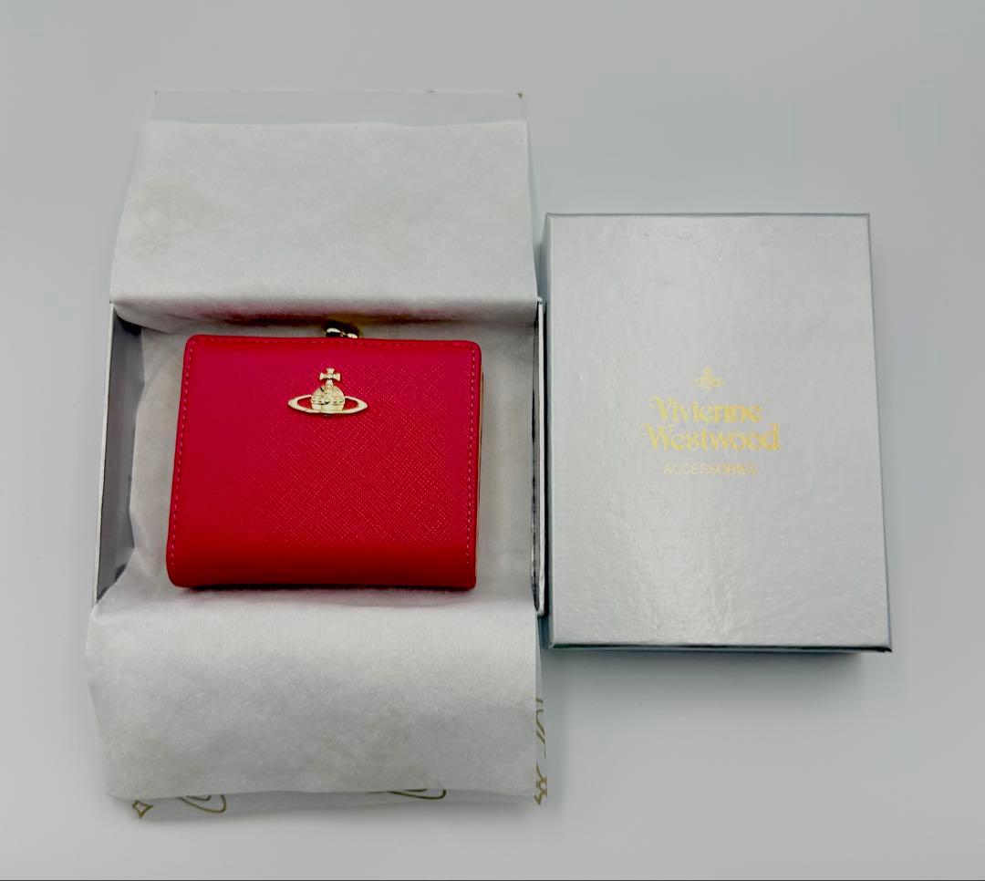 【♡新品未使用♡】Vivienne Westwood 二つ折り財布 ピーチ 人気