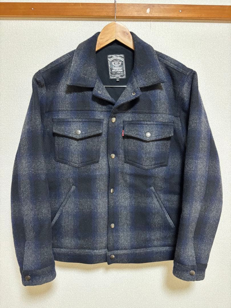 RADIALL・ネイビー・グレー チェックジャケット Lサイズ