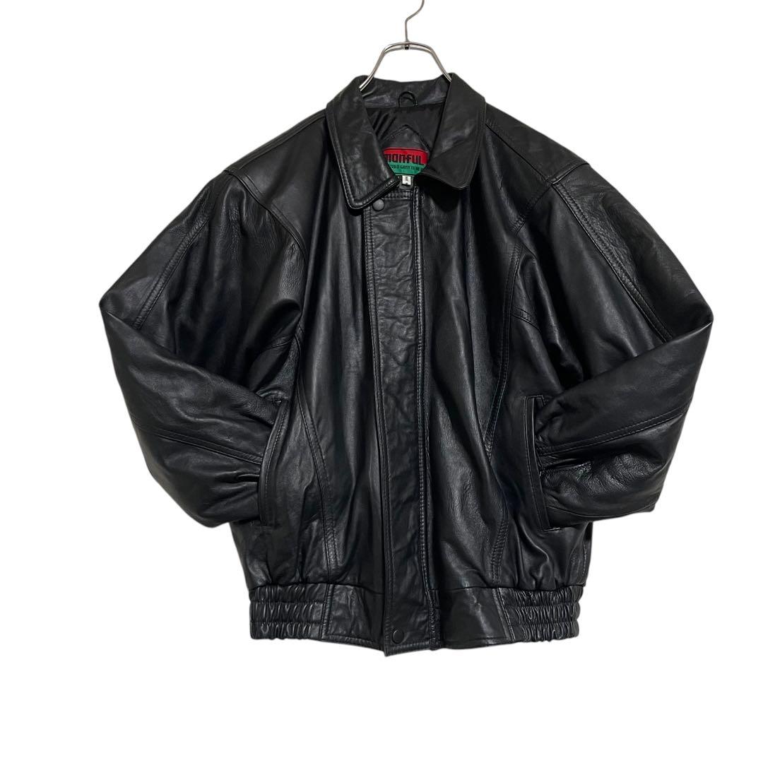 【manful】本革 リアルレザーシングルライダースジャケット ブラック M