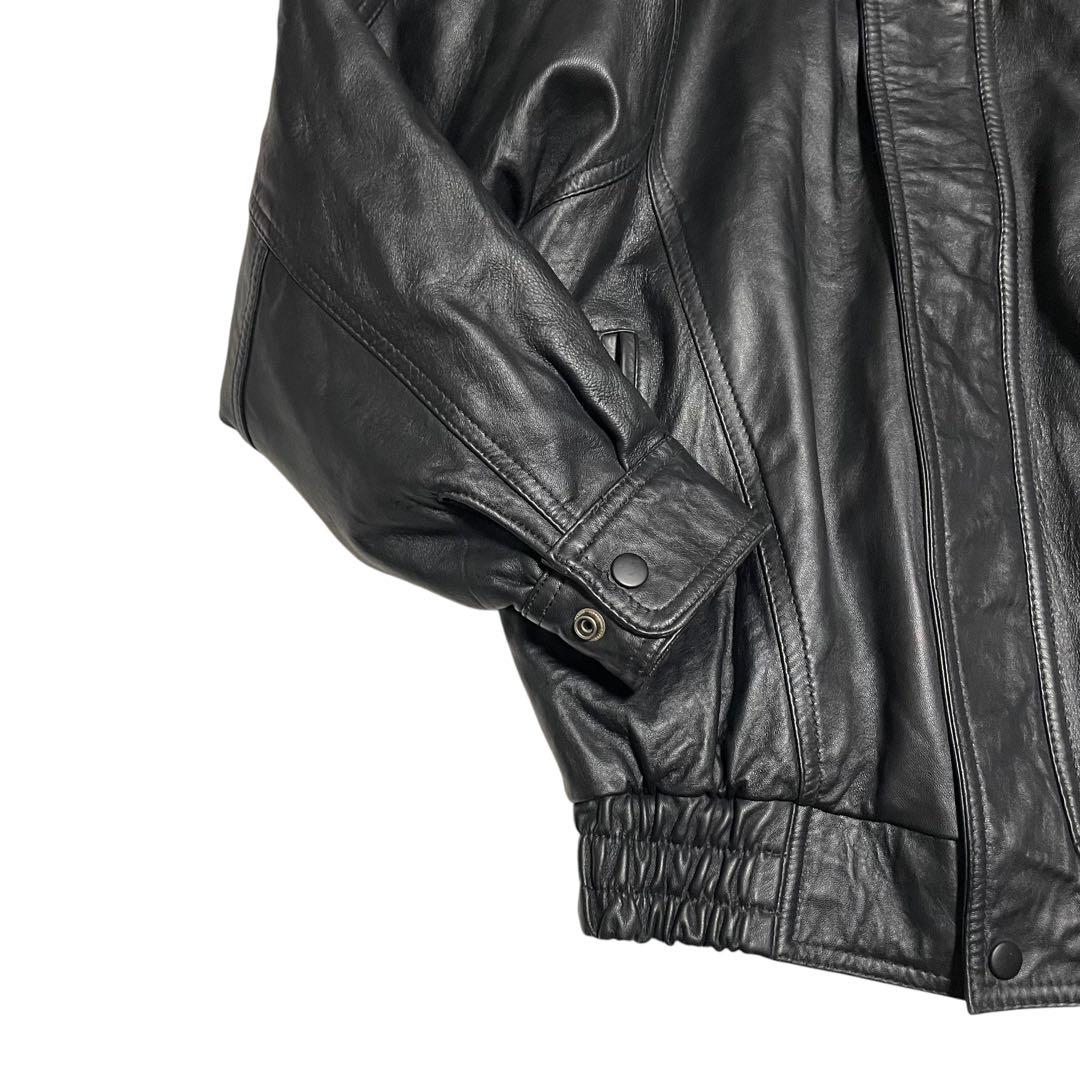 【manful】本革 リアルレザーシングルライダースジャケット ブラック M