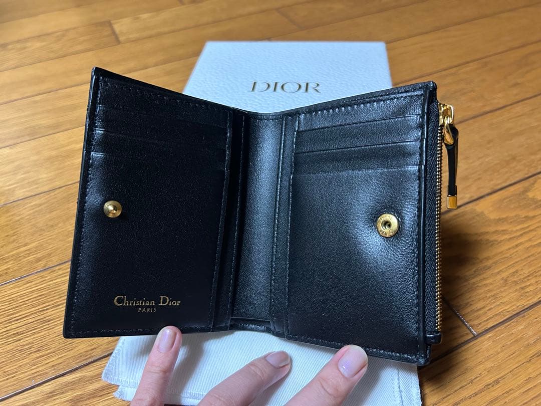 ディオール Caro Dahlia 二つ折り財布 ブラック