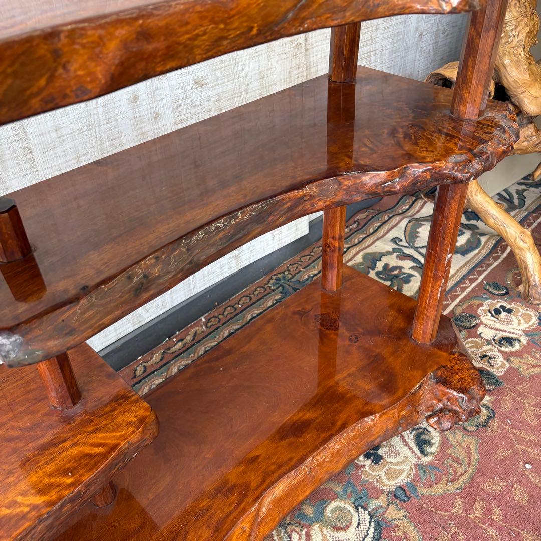 唐木家具 銘木 花梨一枚板 階段棚 茶箪笥 飾り棚 サイドボード ビンテージ