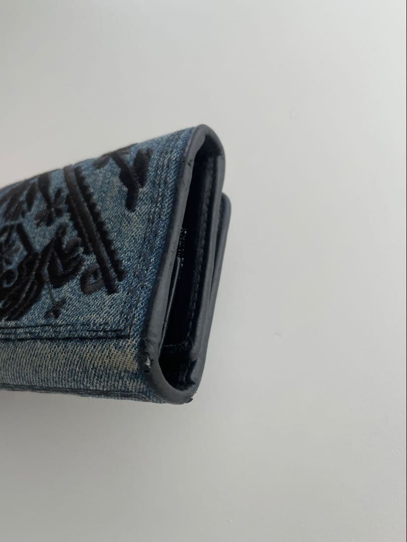 小物 Miu Miu Embroidered Denim Wallet