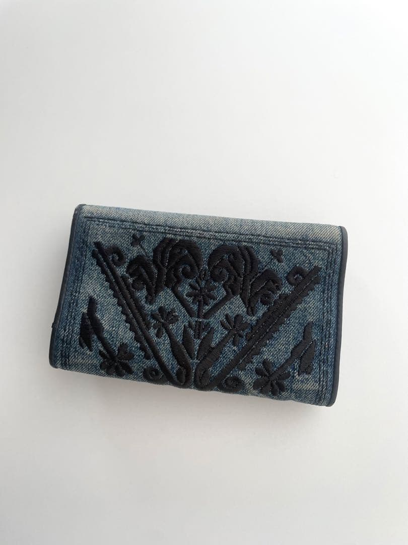 小物 Miu Miu Embroidered Denim Wallet