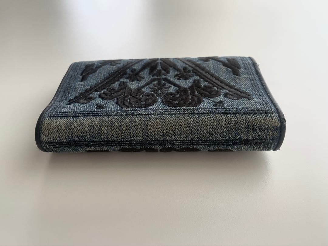 小物 Miu Miu Embroidered Denim Wallet
