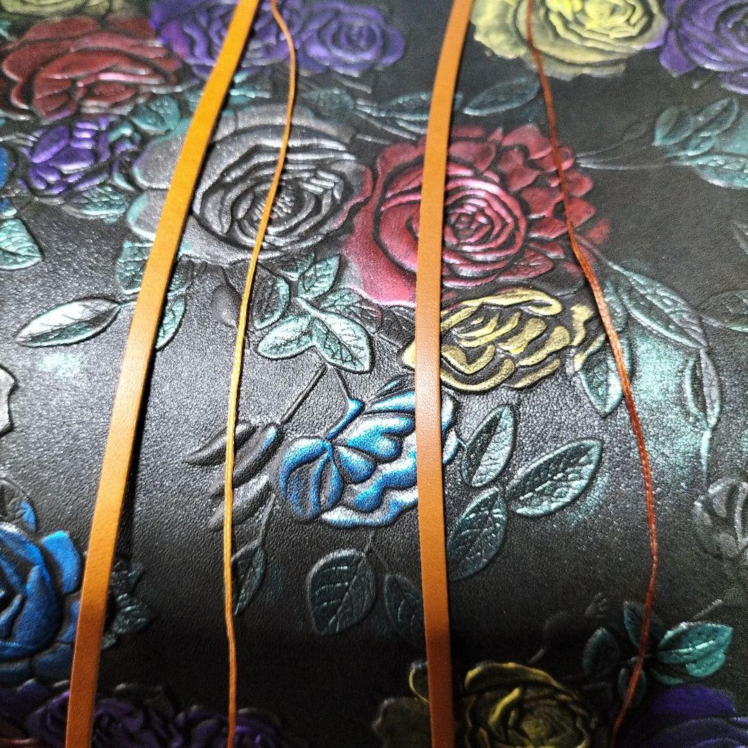 りぃまま♪　まきまきポーチ　カラフルローズ型押しブラック　2点