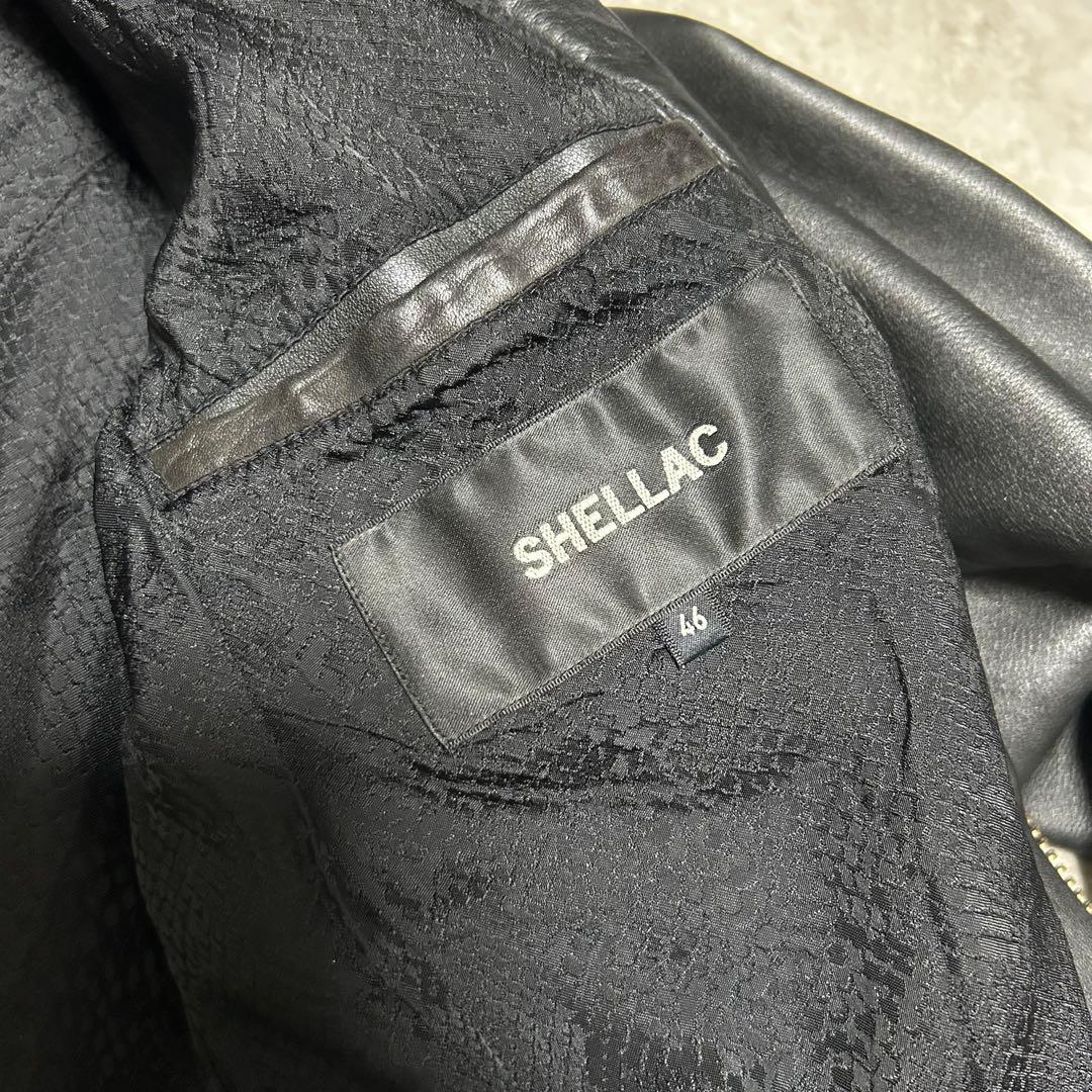 美品 SHELLAC ブラック レザーシングルライダースジャケット 46