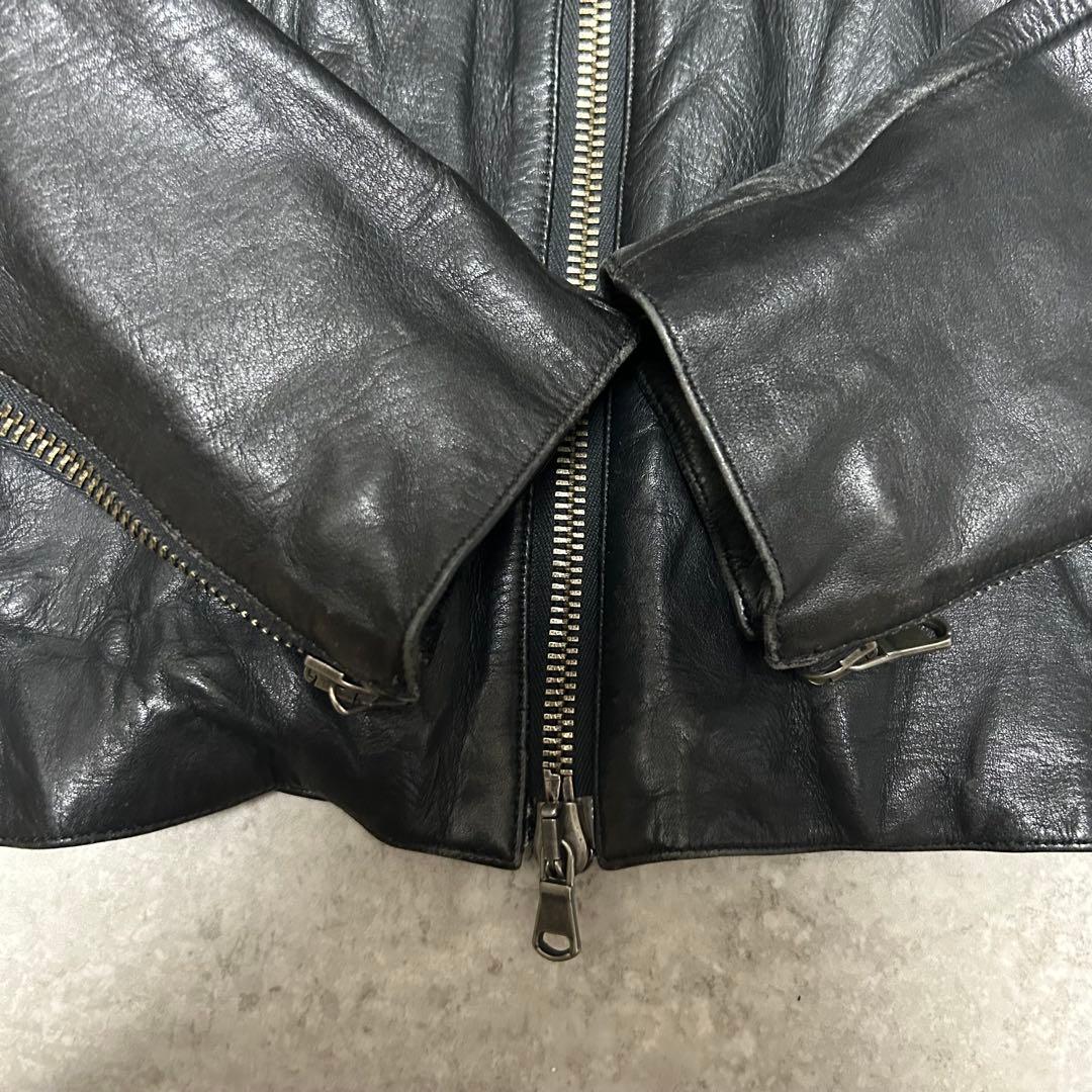美品 SHELLAC ブラック レザーシングルライダースジャケット 46