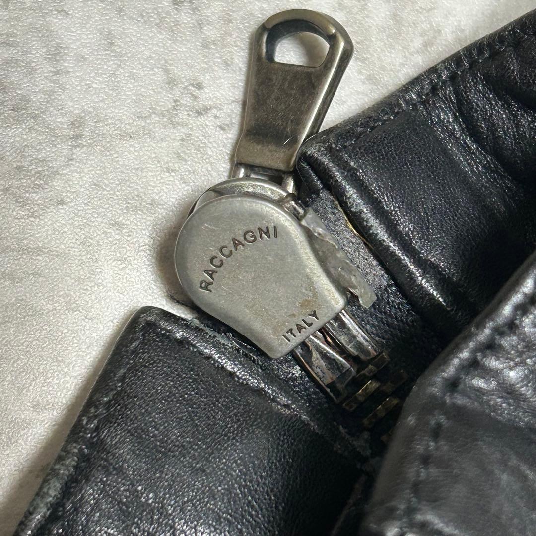 美品 SHELLAC ブラック レザーシングルライダースジャケット 46