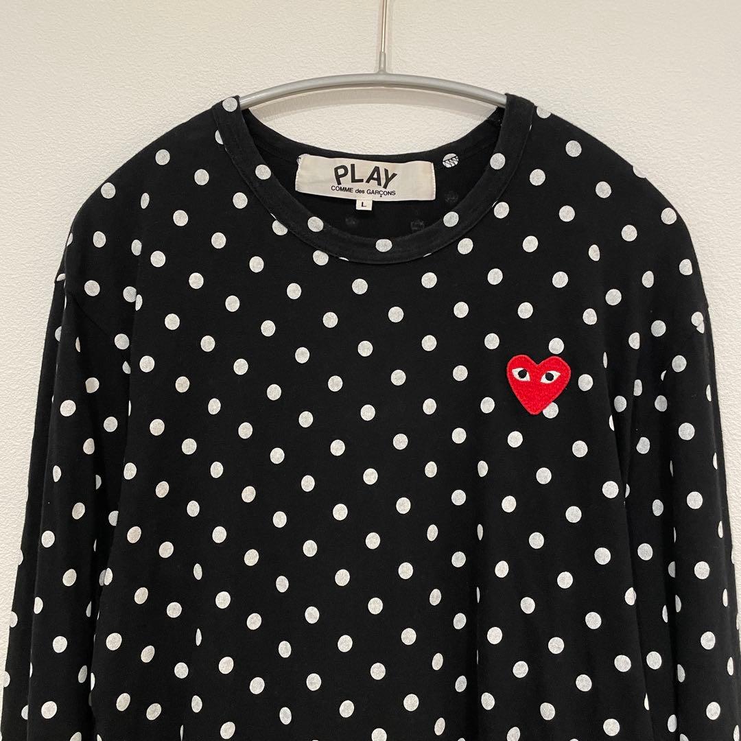 【あ】PLAY COMME des GARCONS ドット ロンT 黒×白