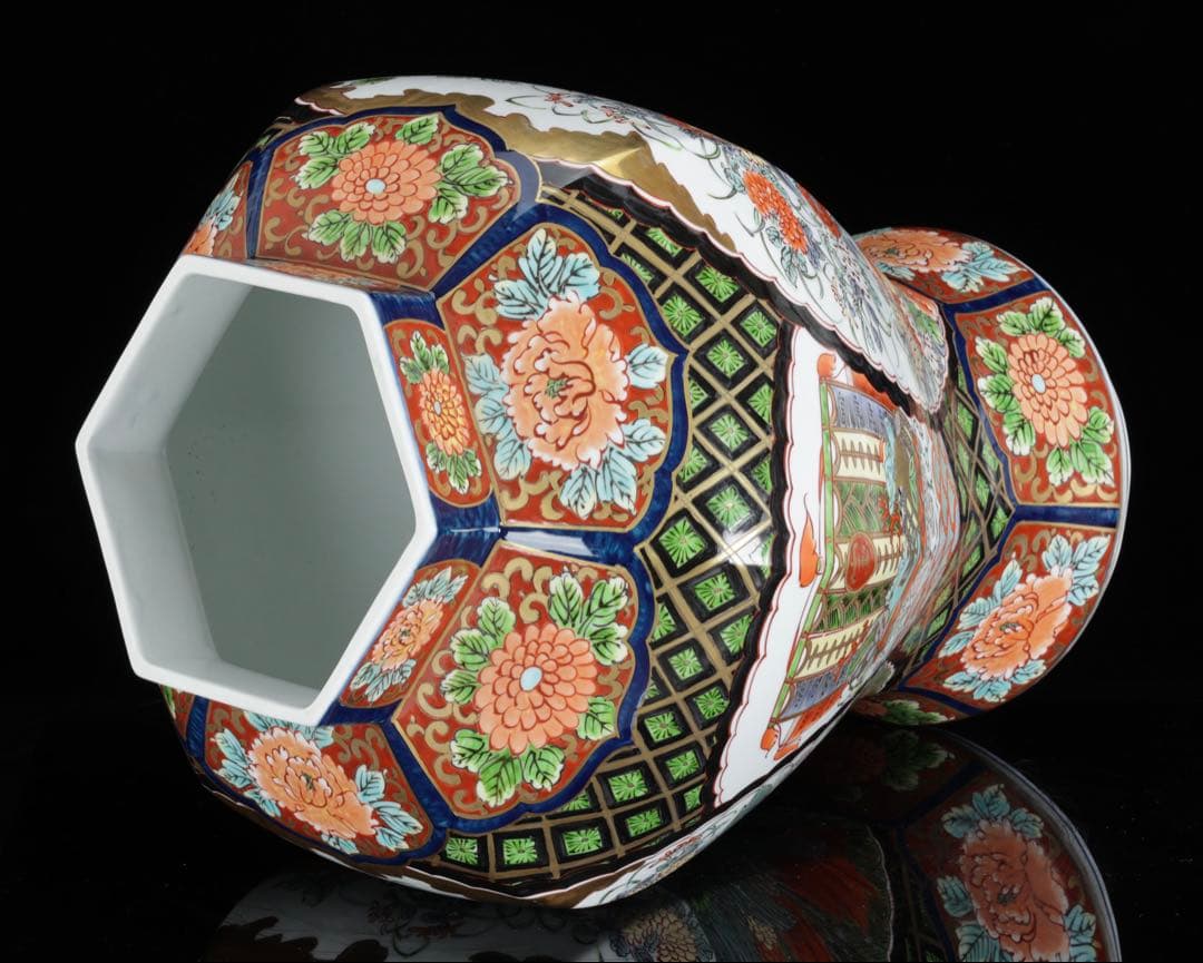 m*i様 有田焼 龍右衛門 染錦窓絵花鳥図 沈香壺 飾壺 三段壺 特大85㎝ 骨