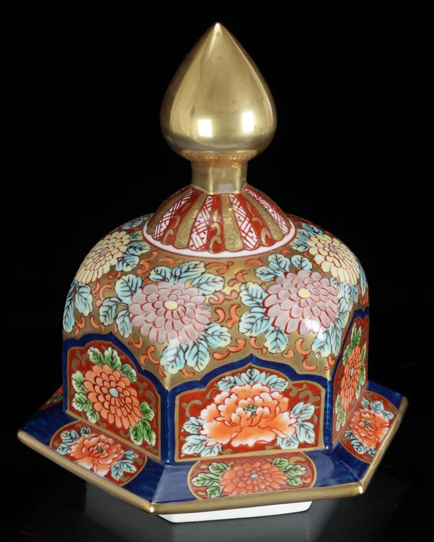 m*i様 有田焼 龍右衛門 染錦窓絵花鳥図 沈香壺 飾壺 三段壺 特大85㎝ 骨