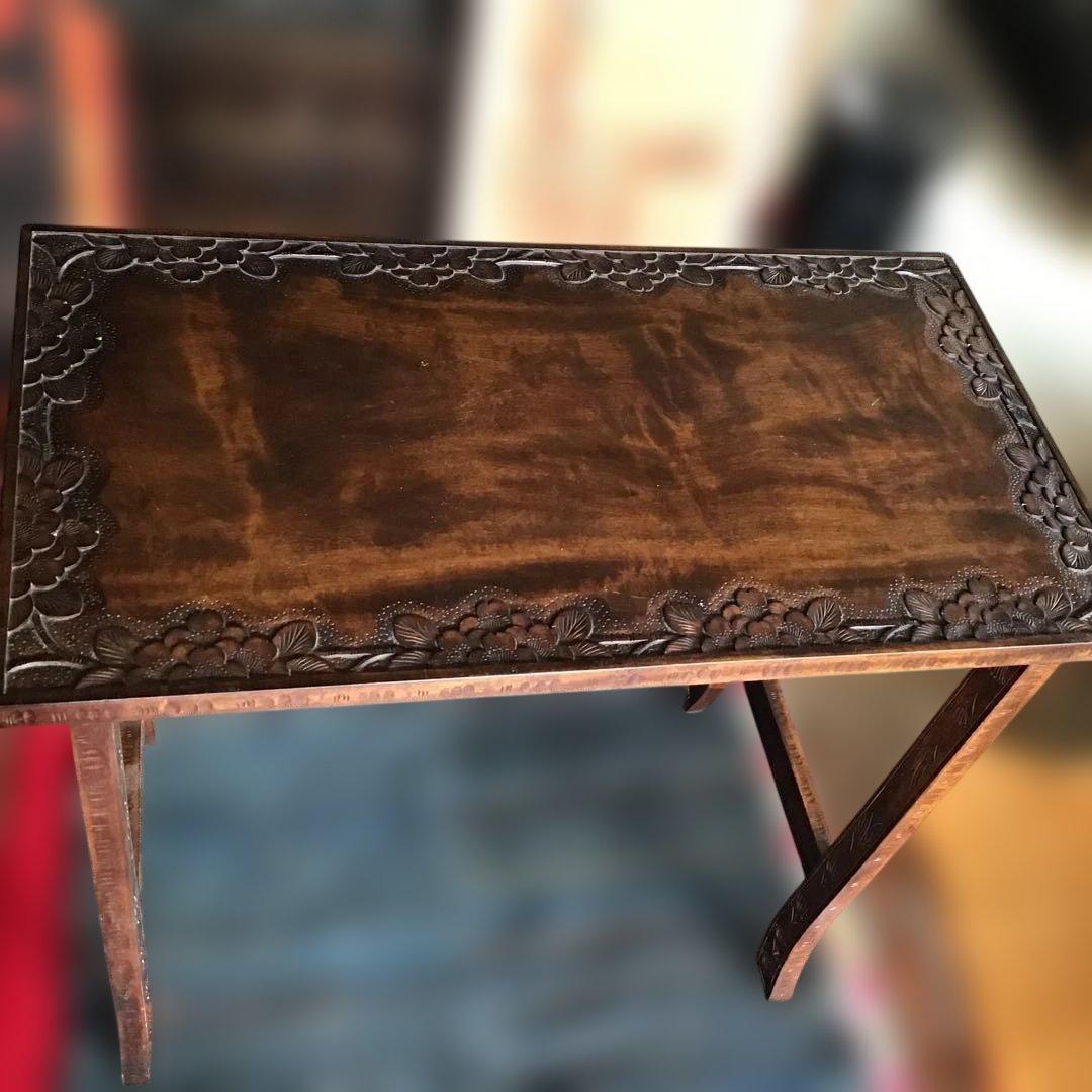 アンティーク軽井沢彫り　櫻 花台　家具　収納