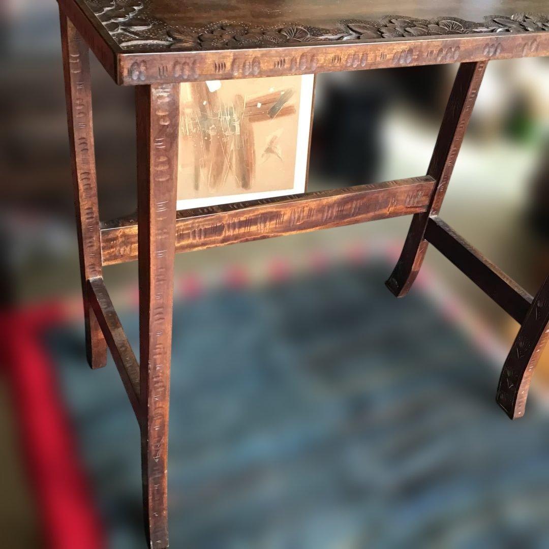 アンティーク軽井沢彫り　櫻 花台　家具　収納