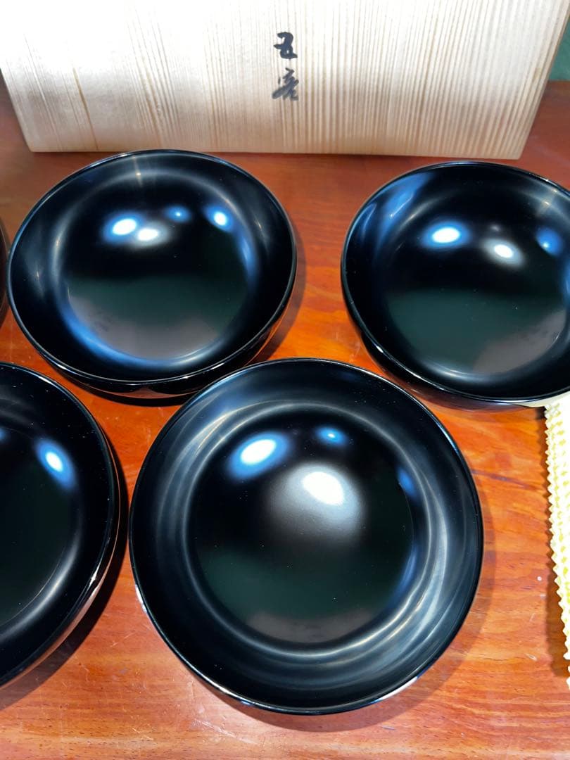 41 未使用 高級輪島塗 わじま龍作 松沈金 吸物椀5客