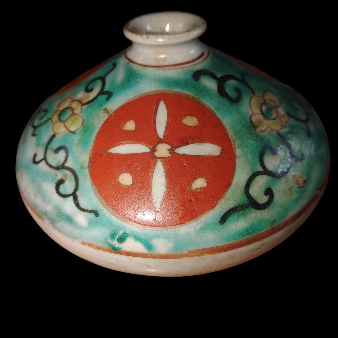 古伊万里　唐草米文色絵油壺　骨董品　希少