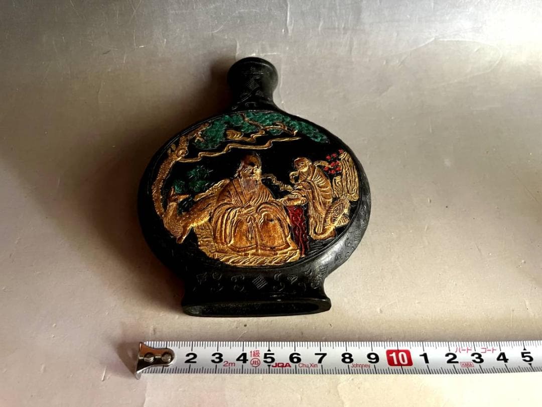 墨■中国墨 古墨 人物絵 壷型 圖片摘自 程氏墨苑 南極一星高居井 唐物 骨董■