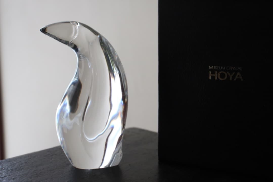 HOYA　クリスタル　アートガラス　Neil Cohen　ペンギン　置物　箱入