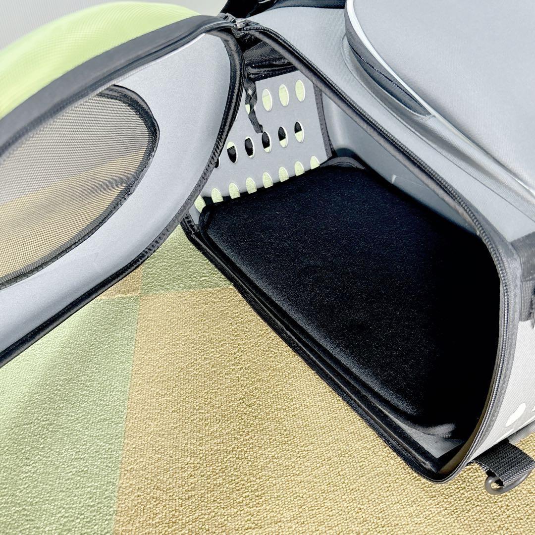 値下げ毛決行！　アイリスオーヤマ　ペットカートグリーン　折りたたみ　分離取り外し