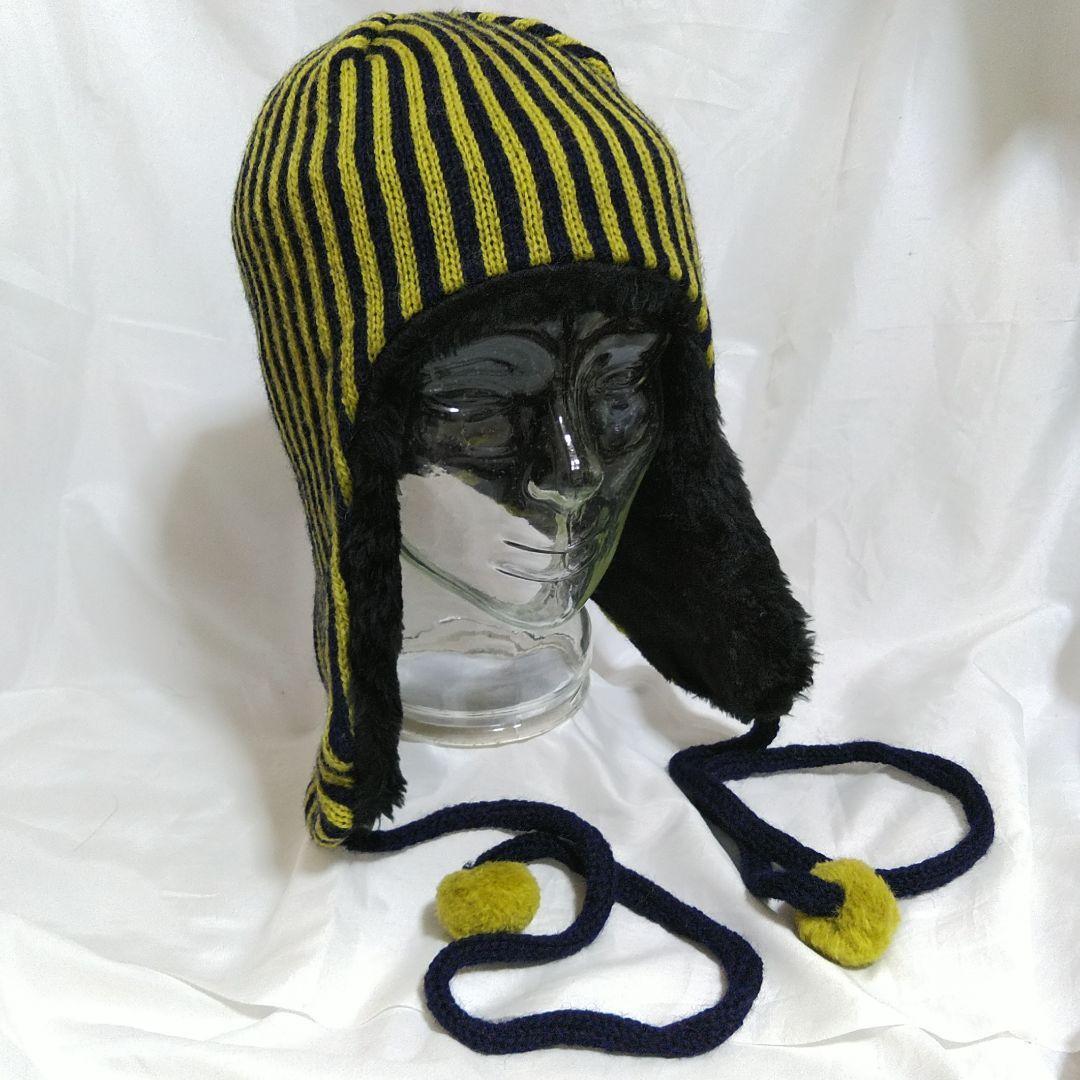 ☆*様 Original Sample ストライプ耳あて付きニット帽 デッドスト