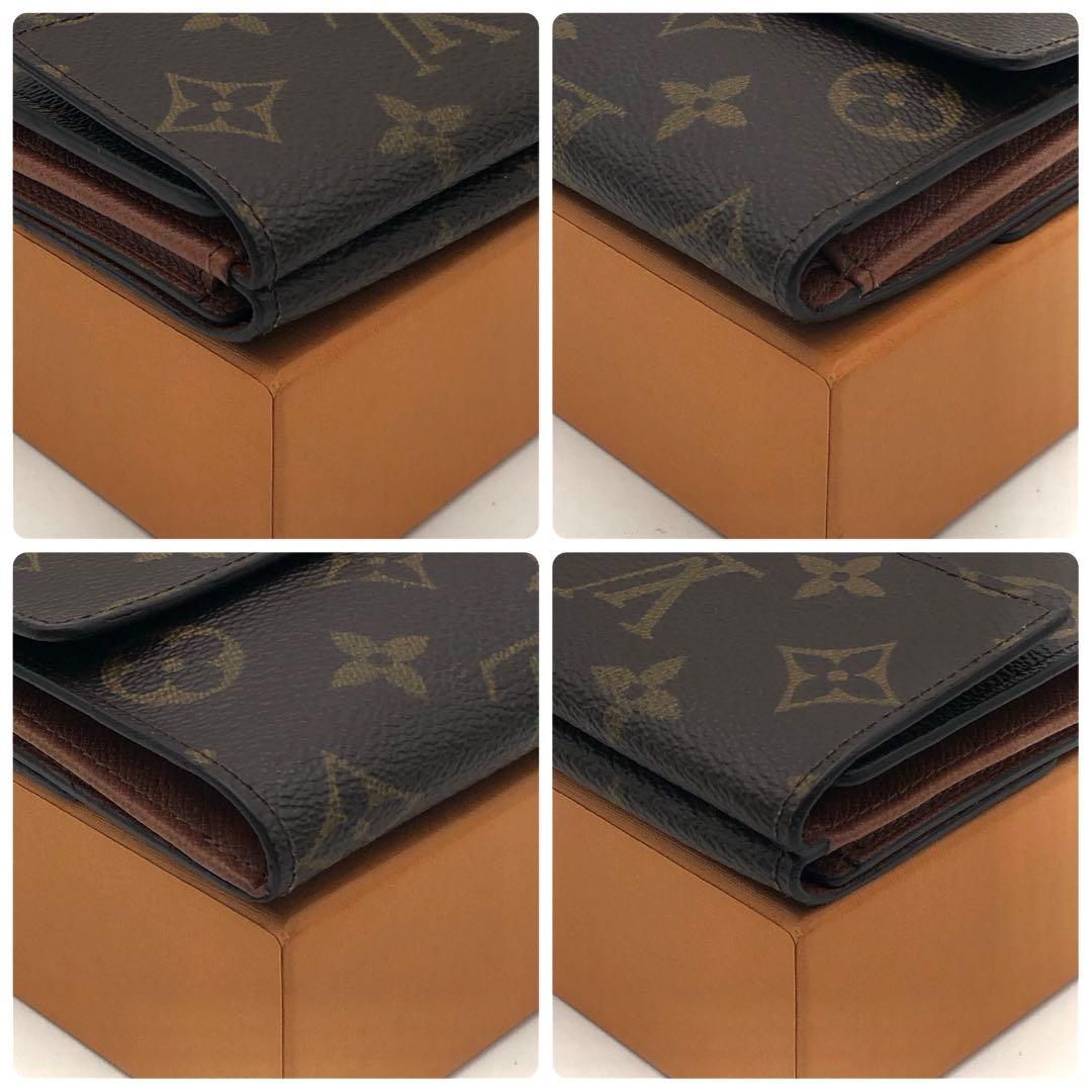 ルイヴィトン ブラウン モノグラム 三つ折り財布 ポルトモネビエカルトクレディ