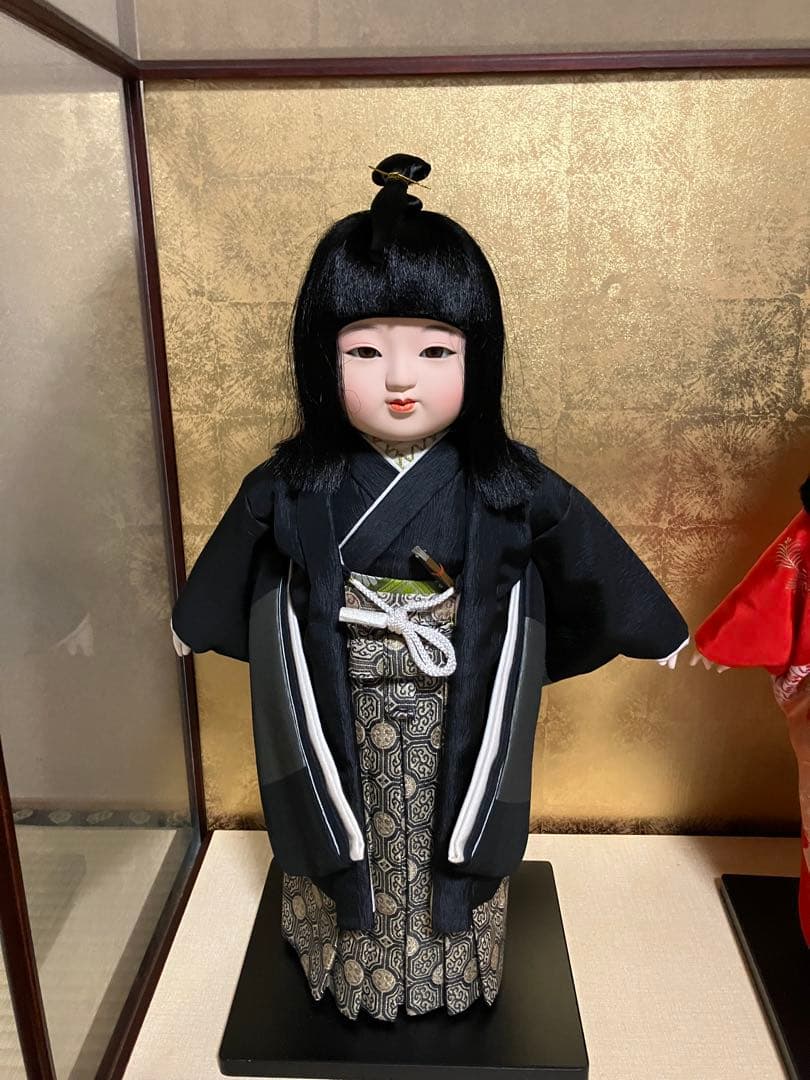 市松人形 2体セット 黒赤衣装