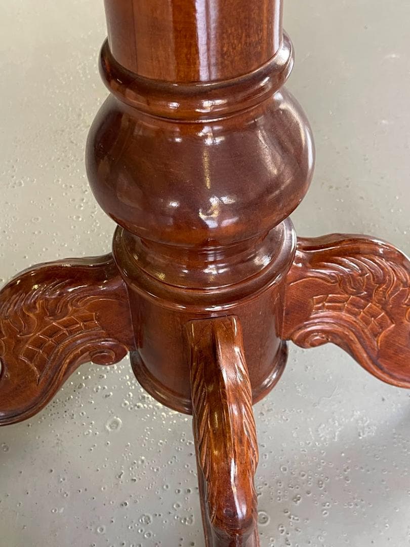 象嵌 ラウンドテーブル 猫脚 木製 直径80㎝ 丸テーブル アンティーク調