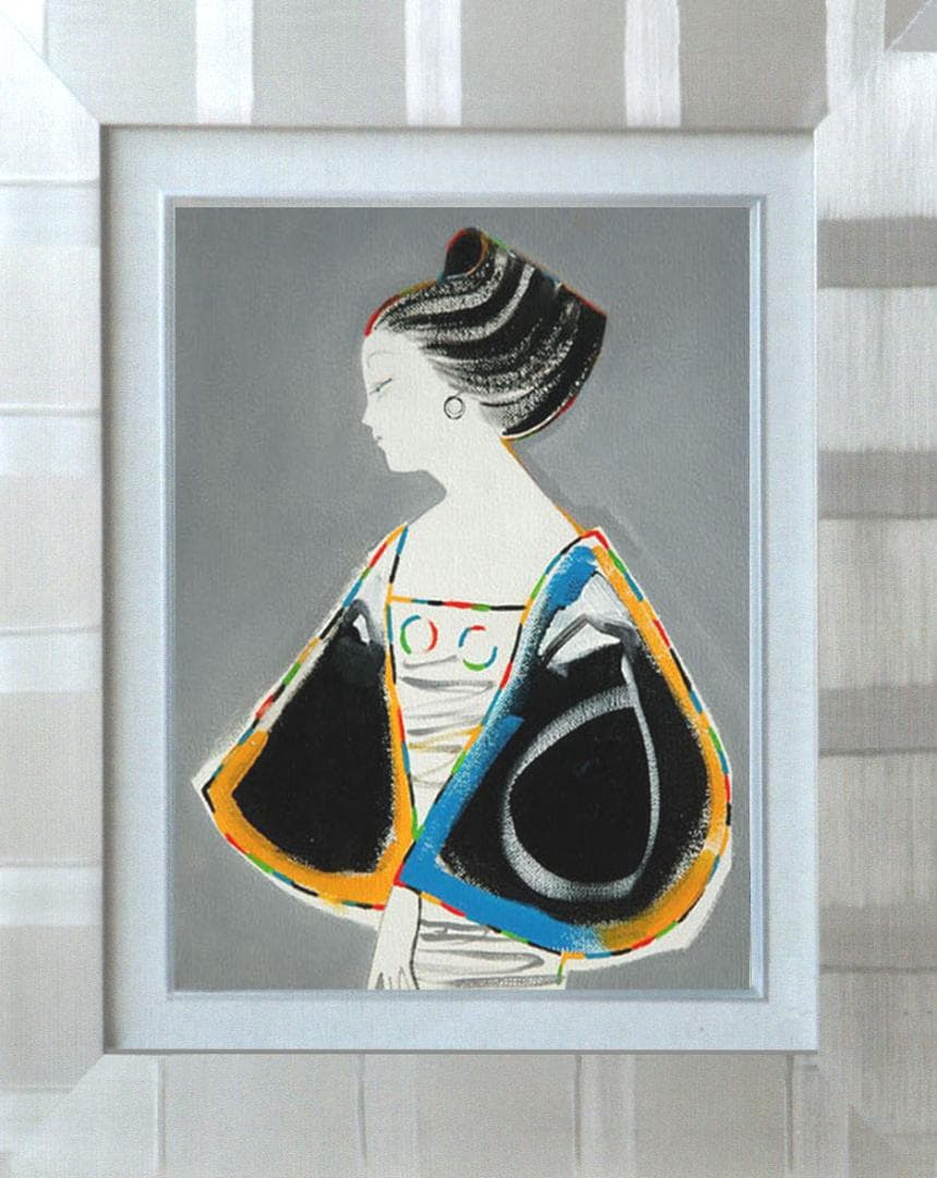 油絵 菅家令子 絵 絵画 インテリア 額付(黒) F3-010411 人物 女性