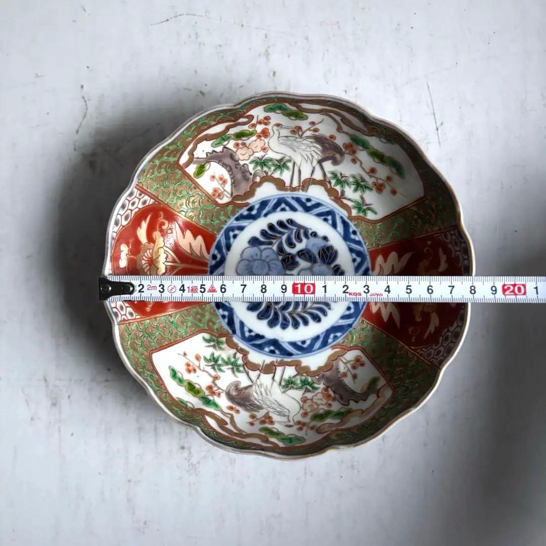 697 骨董 アンティーク 古伊万里 染付 色絵金彩深皿 幕末 江戸 正月準備