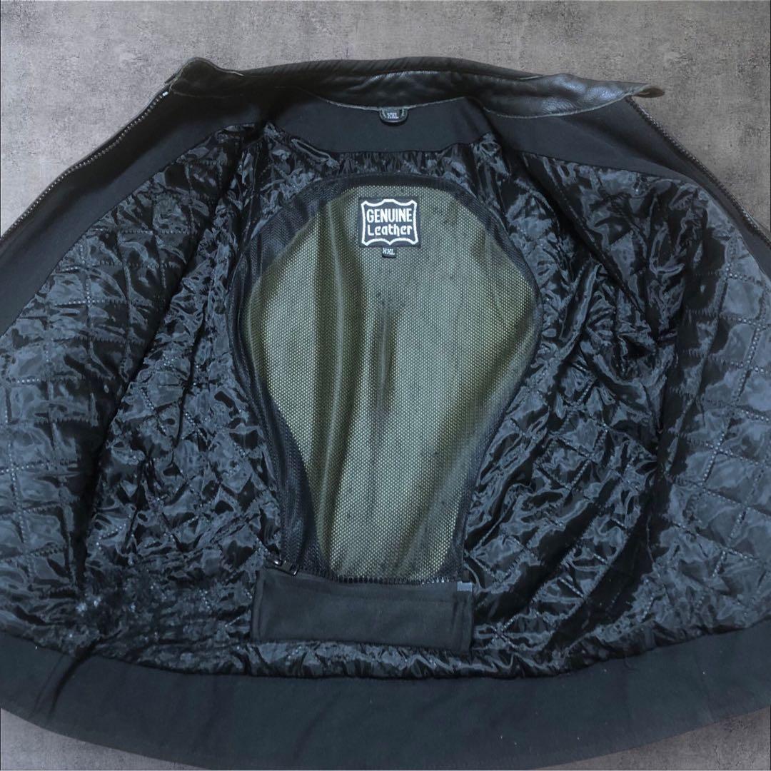 【希少サイズ】GENUINE Leather　本革　ライダースジャケット　XXL