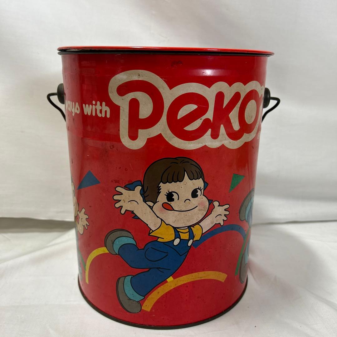 ペコちゃん蓋付き缶 レトロ 不二家
