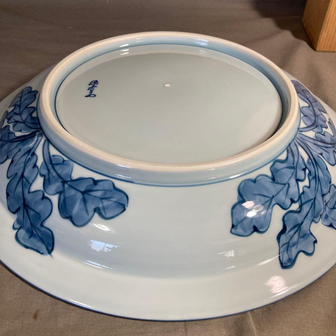 【源右衛門】古伊万里の伝統　日本の名窯　舘林源右衛門作　染付濃根菜図　大皿