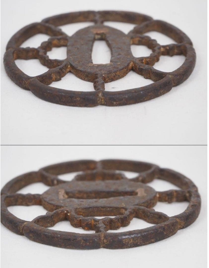 送料無料　室町～江戸時代　無銘尾張透鐔/鍔