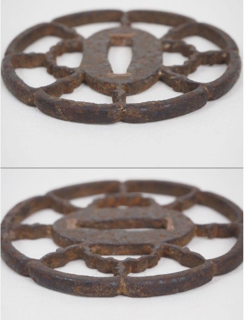 送料無料　室町～江戸時代　無銘尾張透鐔/鍔