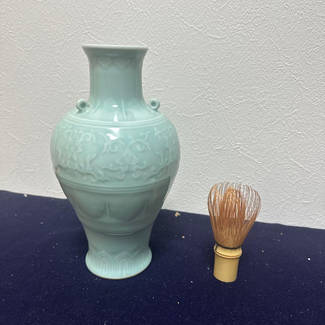 青磁花瓶　骨董品　アンティーク　中国　古美術