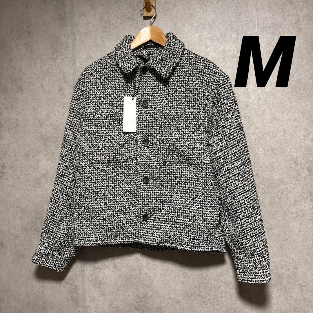 ZARA ザラ ポケット付きテクスチャードシャツジャケット M