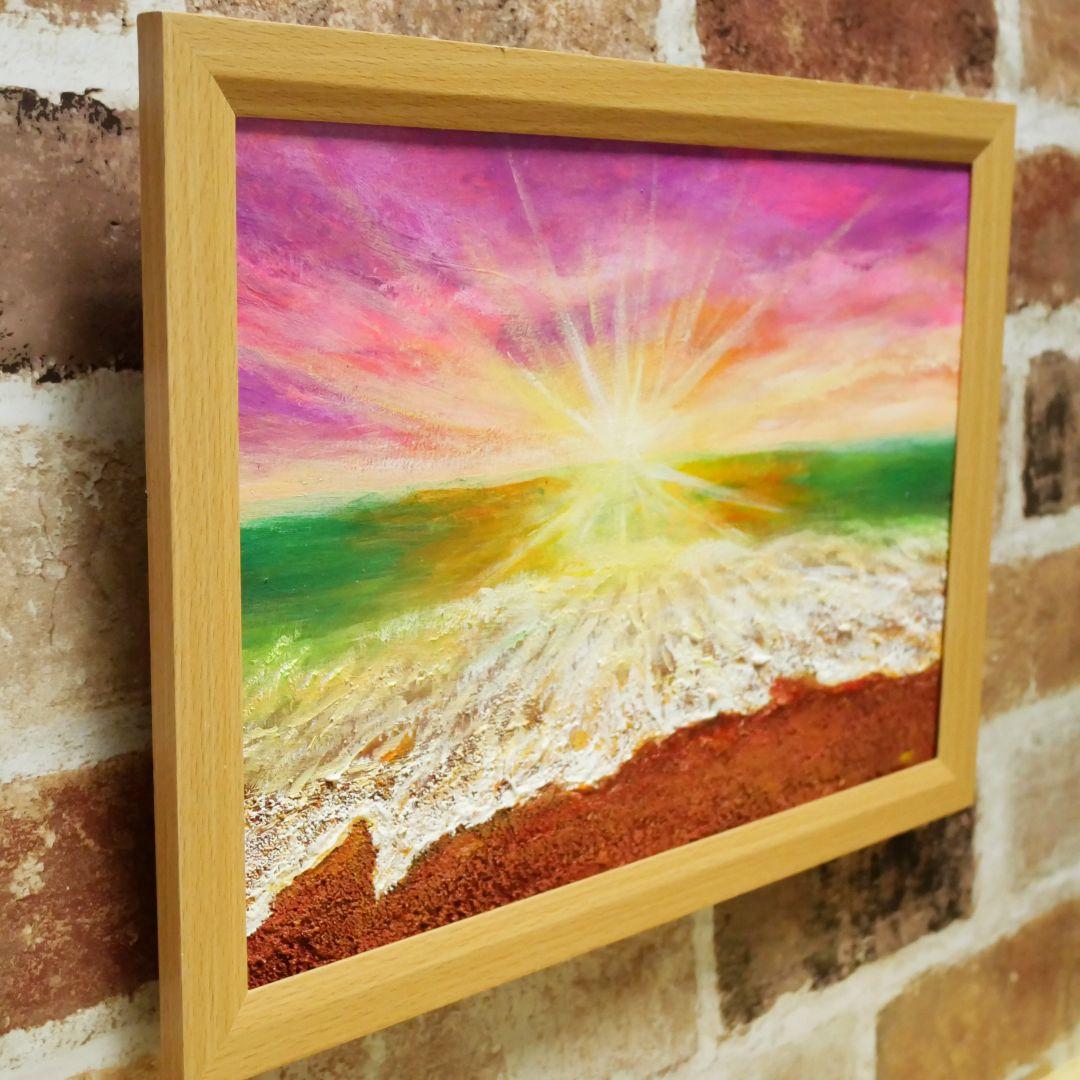 油絵 絵画 【波と夕暮れ】