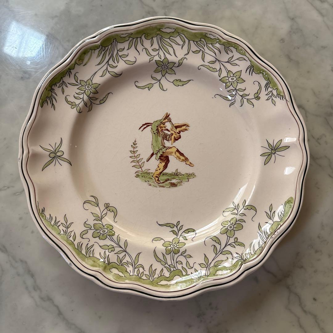 フランス　アンティーク　ロンシャン　古いプレート　花リム