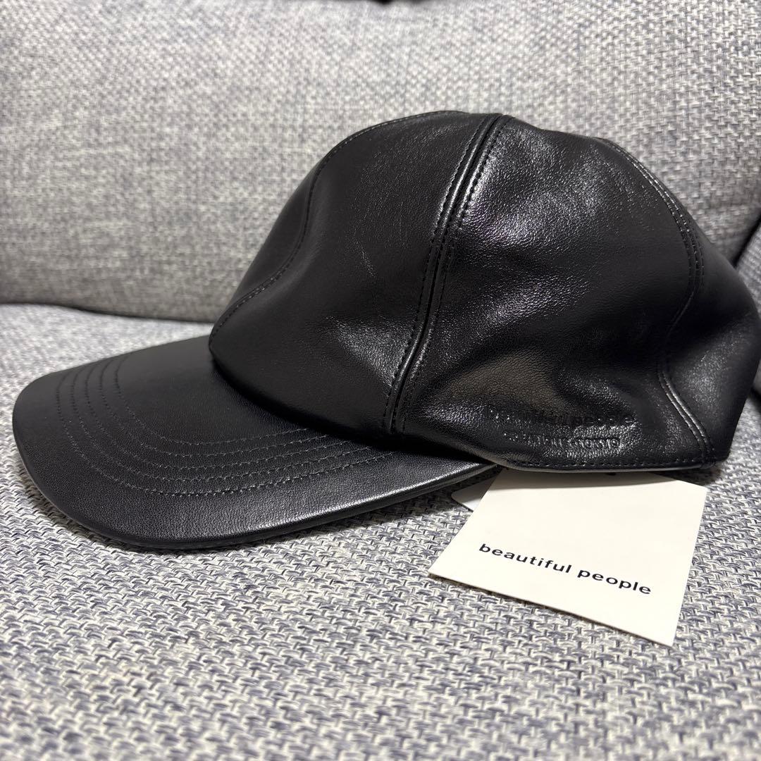 beautiful people 黒レザーキャップ